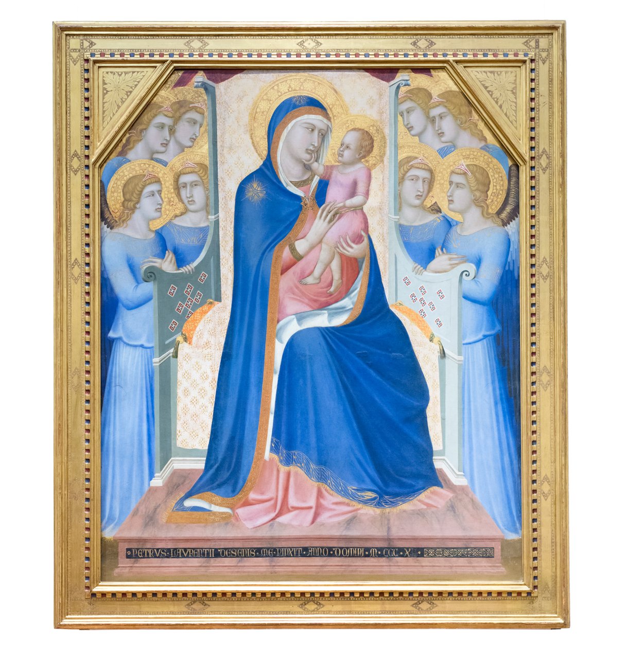 Madonna og Child troner med åtte engler av Pietro Lorenzetti