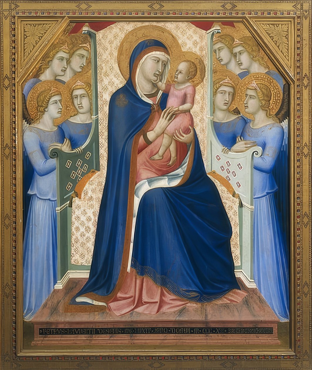 Madonna omgitt av engler. Rundt 1340 av Pietro Lorenzetti