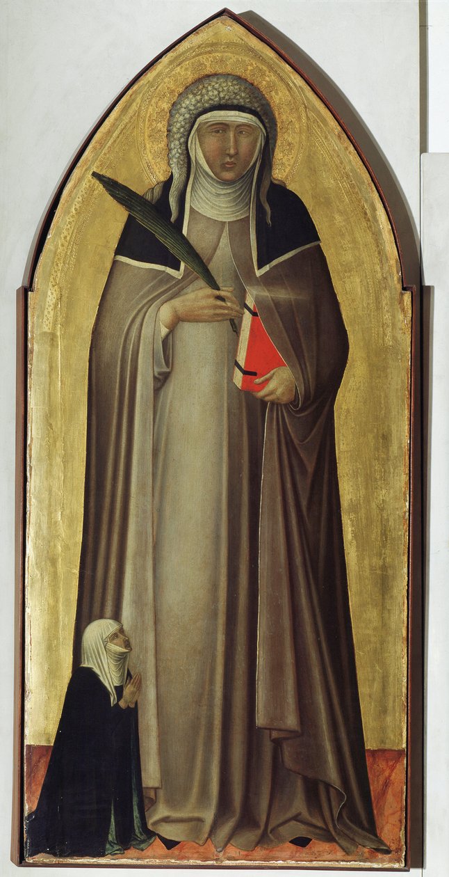 Polyptyk av livet til Beata Umilta (detalj av Beata) - Detrempe på tre av Pietro Lorenzetti