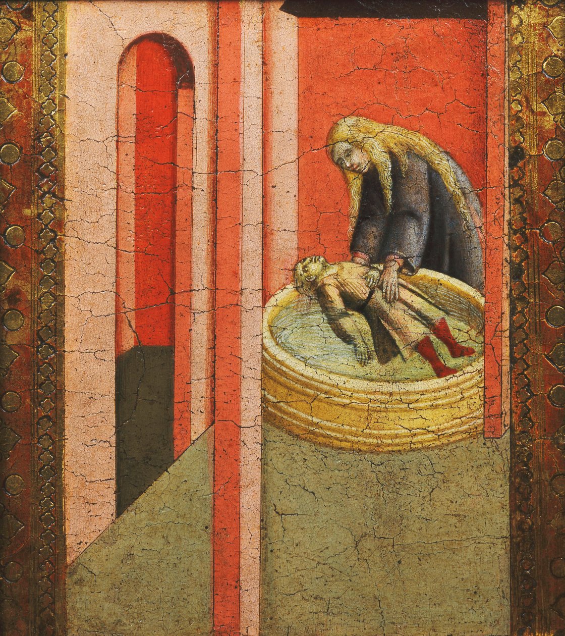 Saint Elizabeth av Ungarn gjenoppliver et barn druknet i en brønn, av Pietro Lorenzetti