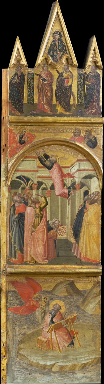 Der heilige Johannes der Evangelist auf Patmos, seine Himmelfahrt av Pietro Lorenzetti