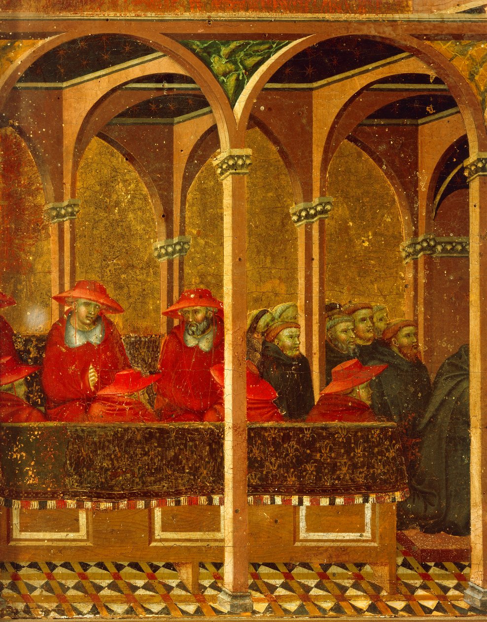 Godkjenningen av den nye karmelittvanen av pave Honorius IV av Pietro Lorenzetti