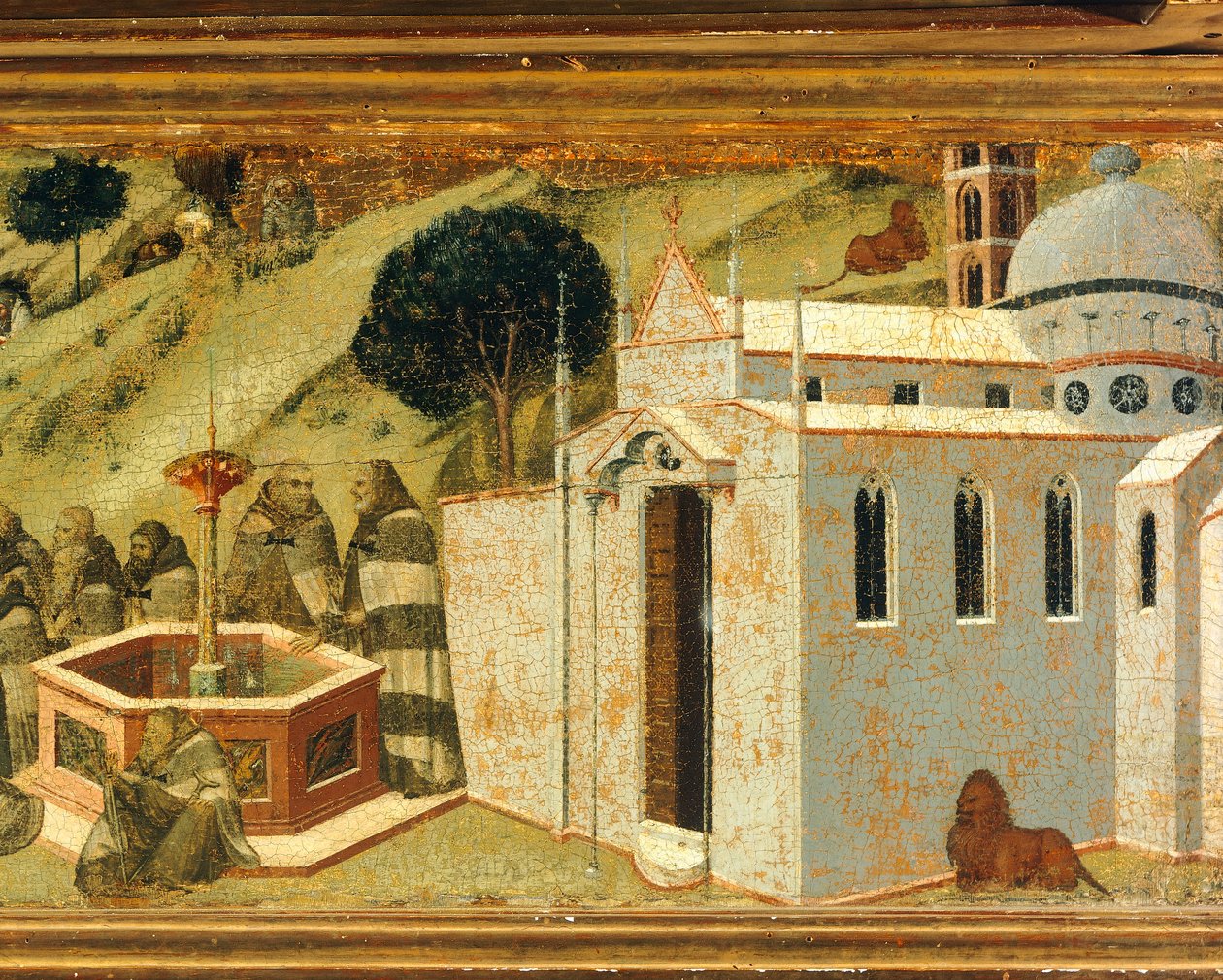 De første karmelitt-ermittene ved Elias vår, detalj fra predella av altertavle for Carmine, Pietro Lorenzetti (ca 1280-1348), tempera og gull på tre, Pinacoteca Nazionale, Siena av Pietro Lorenzetti
