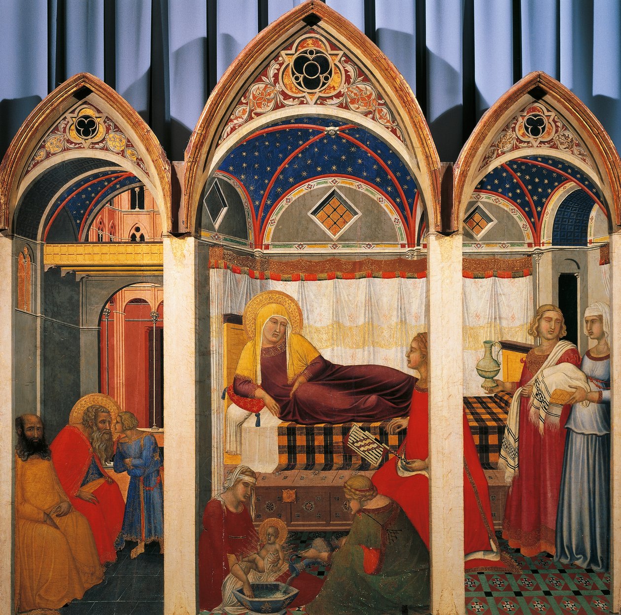 Triptyk over Jomfruens fødsel av Pietro Lorenzetti