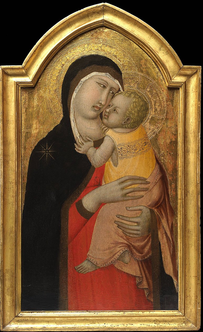 Jomfru og barn av Lorenzetti, Pietro (ca 1300-ca 1348). Tempera på panel,, Privat samling av Pietro Lorenzetti