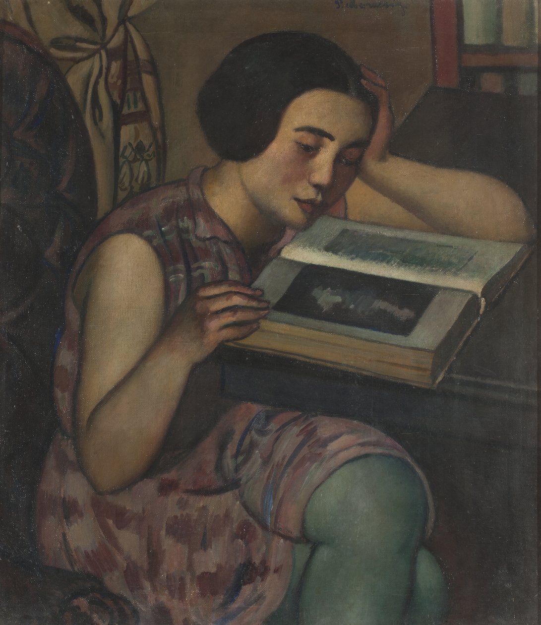 Ung jente leser, 1928 av Pietro Marussig