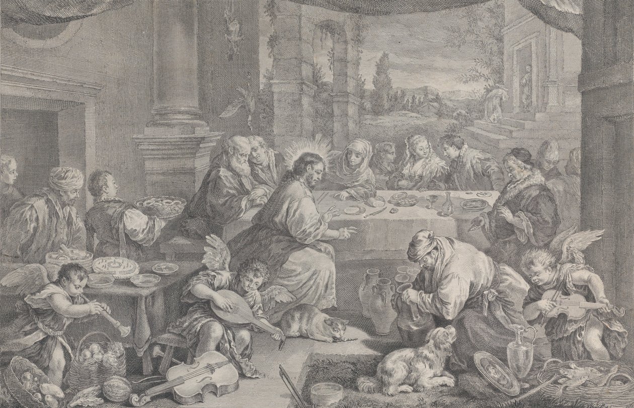 Kristus gjorde vann til vin ved bryllupet i Kana, 1743-63. av Pietro Monaco