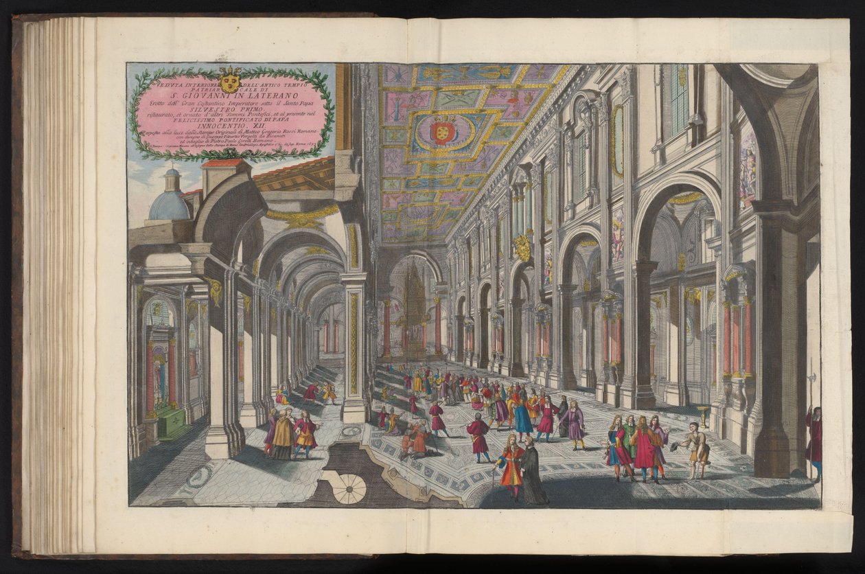 Se i interiøret fra Sint-Jan van Lateranen i Roma Utsikt over det hellige området til Lateranbasilikaen (...) (tittel på objekt) av Pietro Paolo Girelli