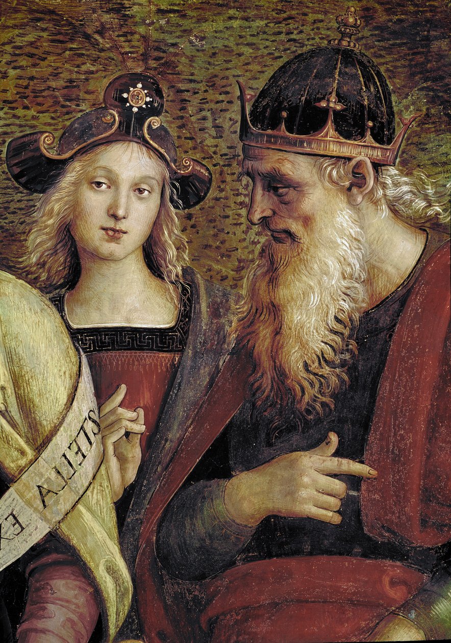 David, detalj av Den evige Fader omgir med profeter og sibyller (fresco av Pietro Perugino