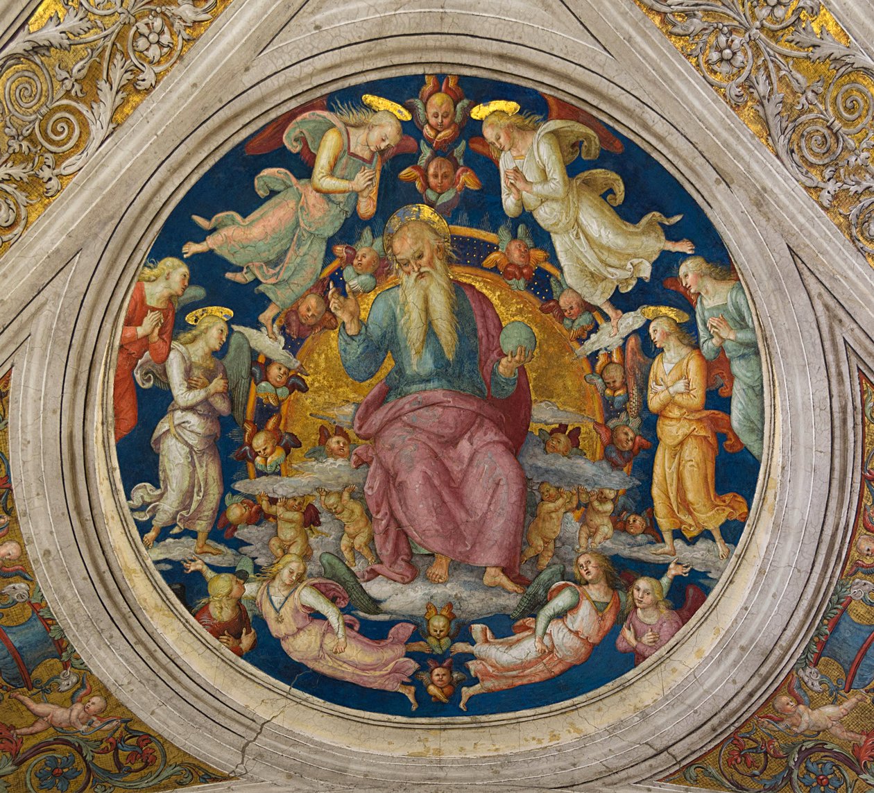 Gud Faderen med engler fra Stanza dellincendio di Borgo av Pietro Perugino