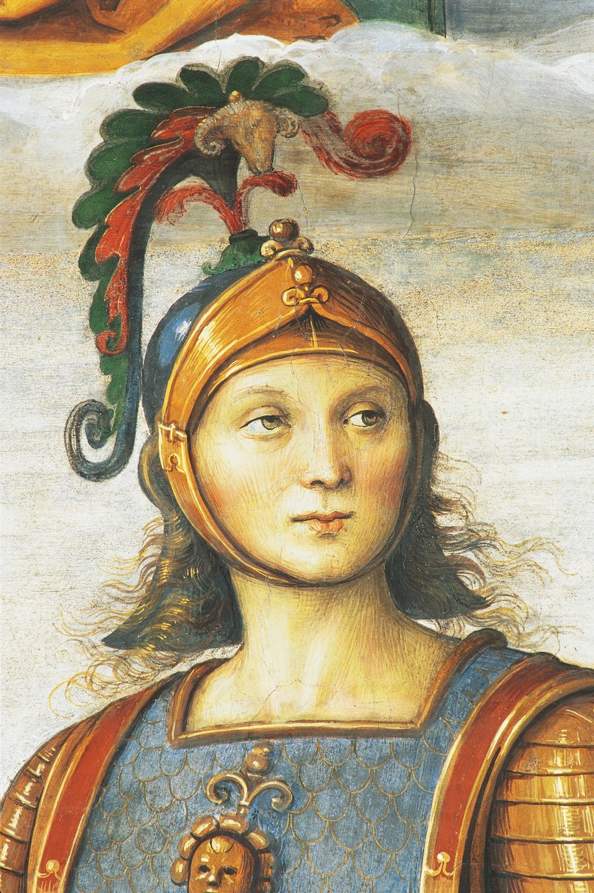 Horace Coclite, av Perugino (cirka 1450-1523), freskomaleri, Audience Hall, Collegio del Cambio (College of Change), Priors Palace, Perugia, Umbria, Italia av Pietro Perugino