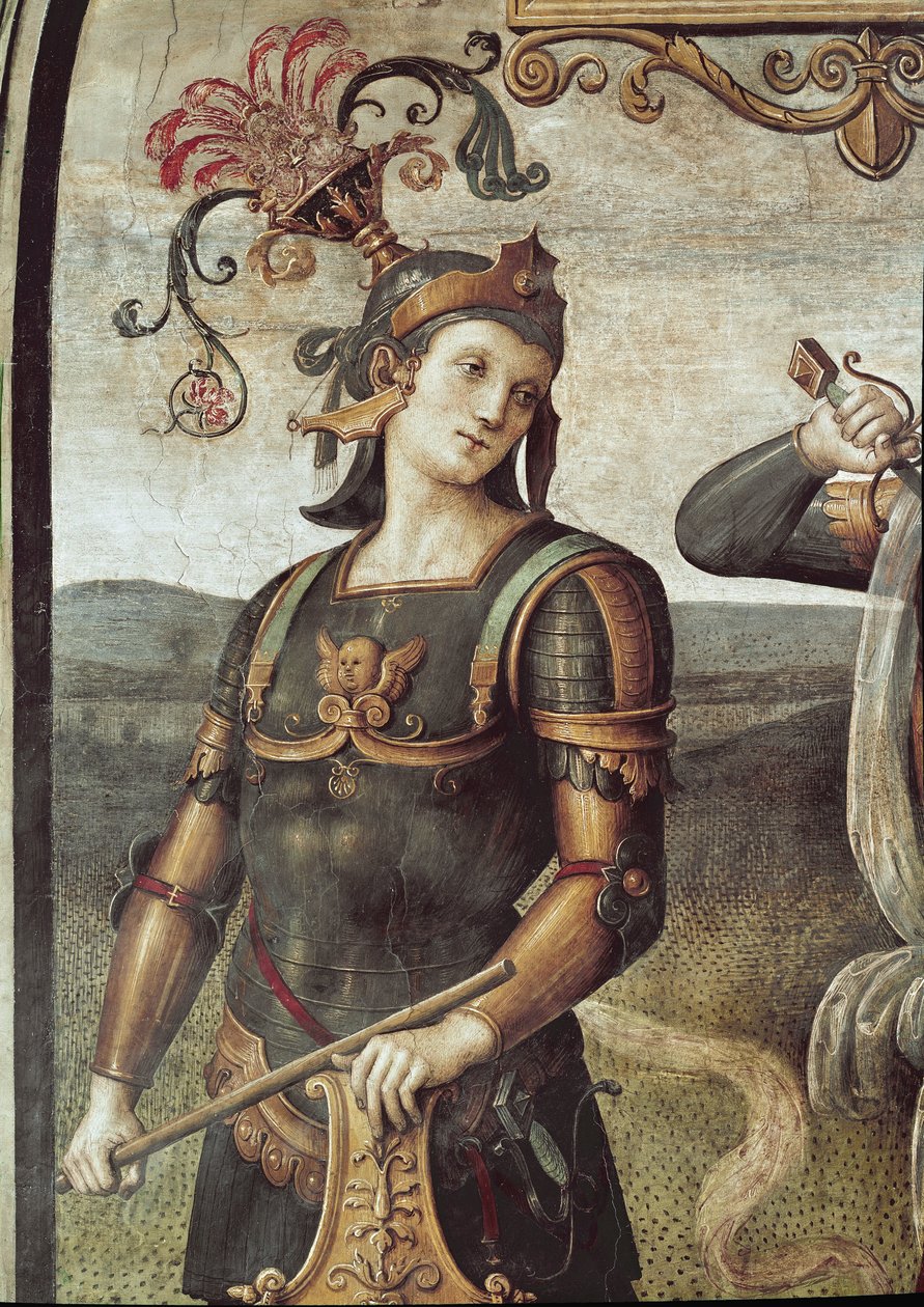Lucius Quinctius, detalj om styrke og måtehold (Fresco av Pietro Perugino