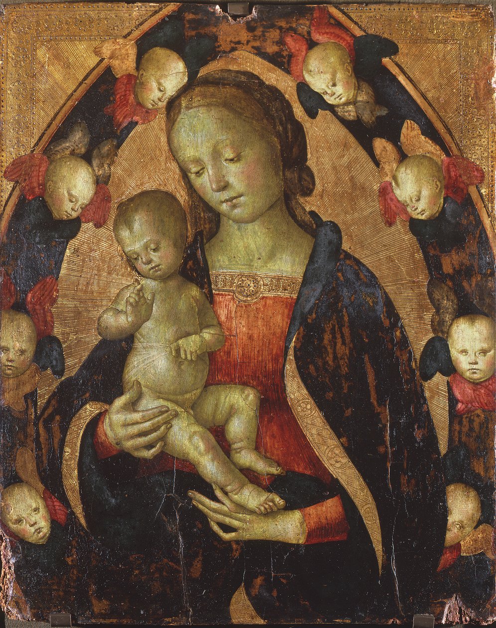 Madonna og barn omgitt av kjeruber, ca. 1475 av Pietro Perugino