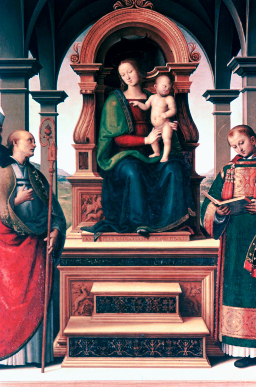 Madonna og barn med hellige, c1470-1523 av Pietro Perugino