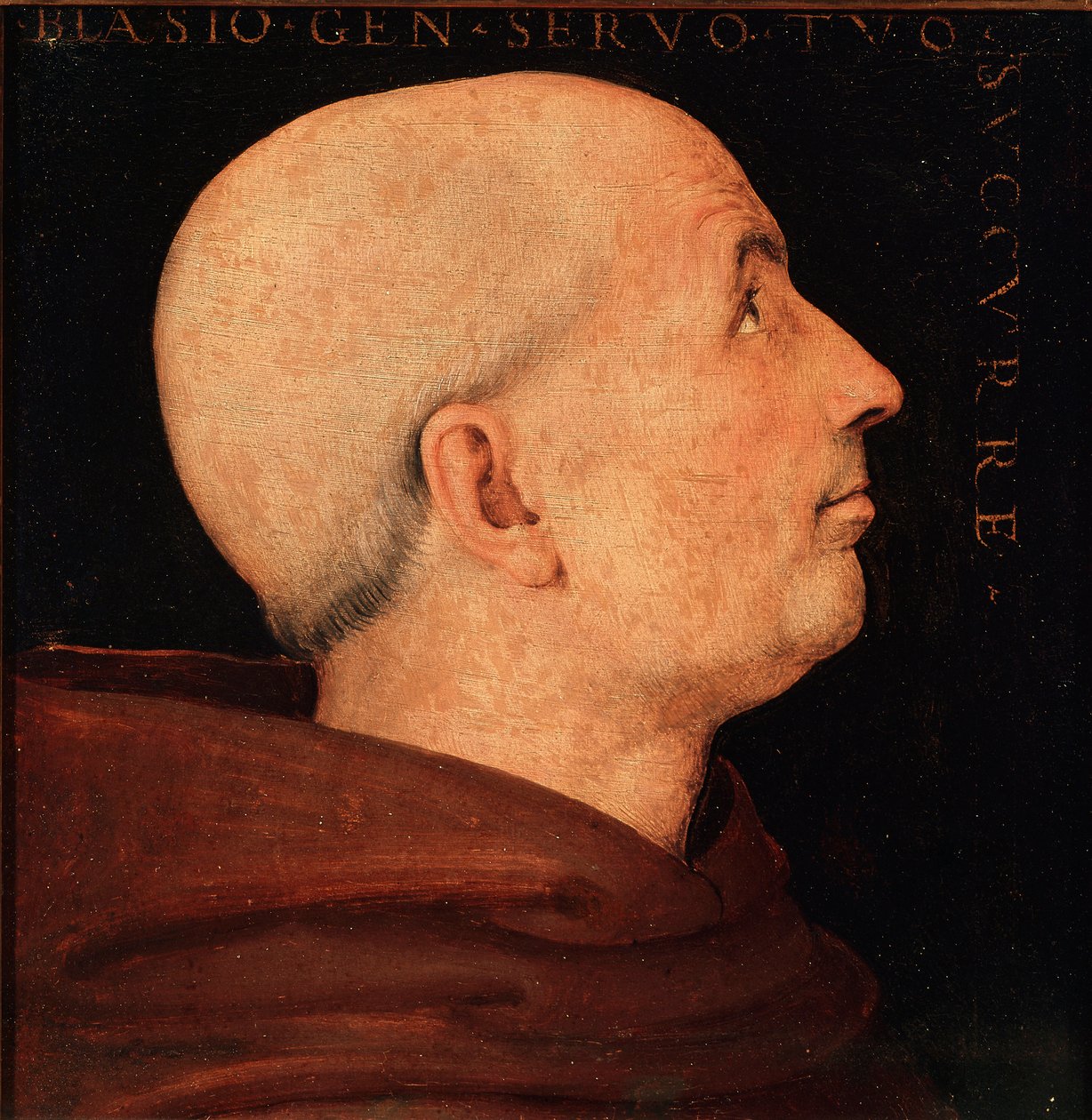 Portrett av Don Biagio Milanesi, general av Ordenen for klosteret Vallombrosa Profil av en munk fra klosteret Vallombreuse. Maleri av Pietro Vannucci dit il Perugino (The Perugin av Pietro Perugino