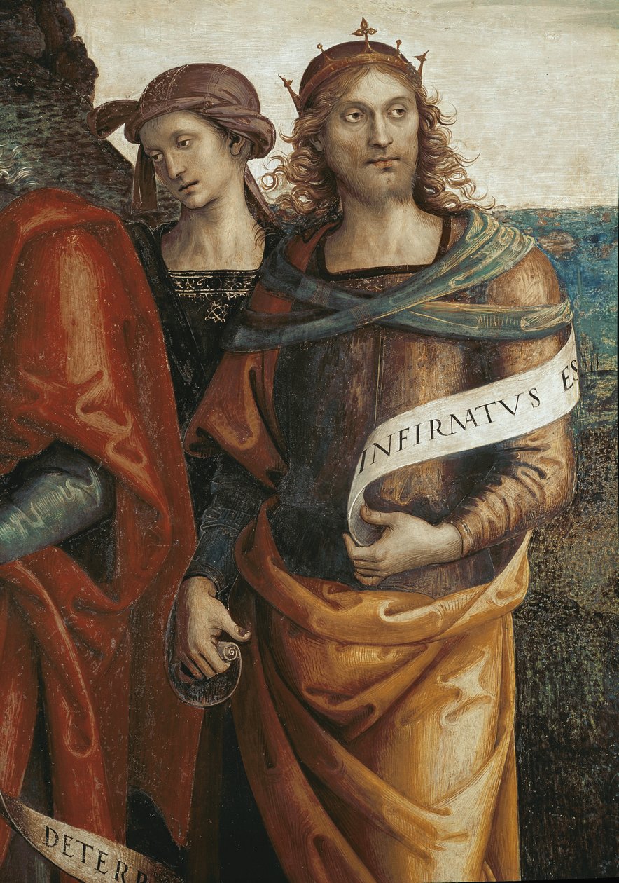 Salomo, detalj av Den evige far omgir med profeter og sibyller (Fresco av Pietro Perugino