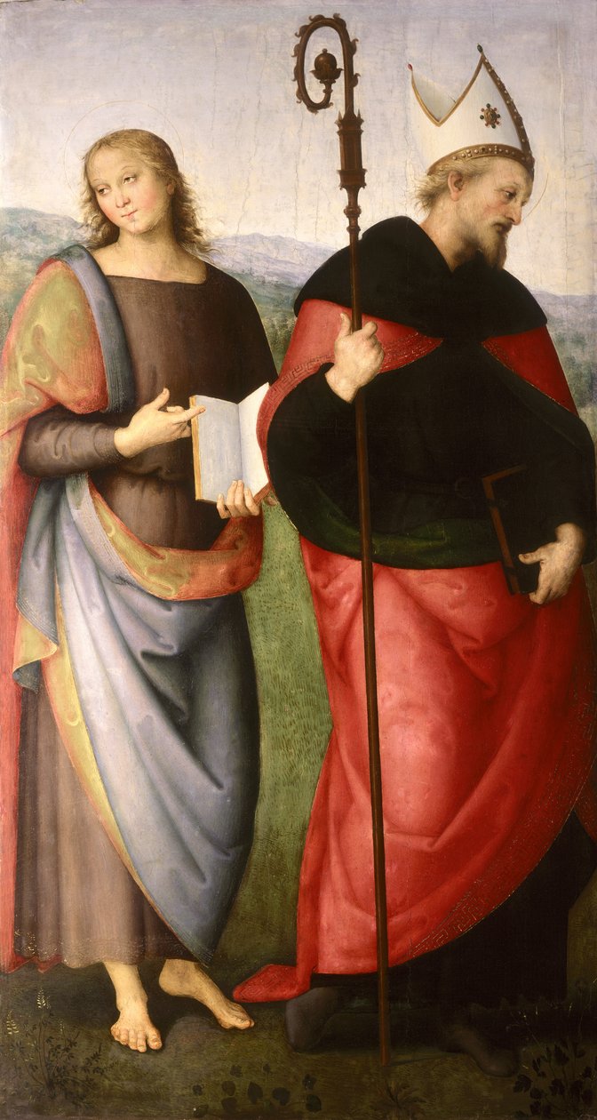 St. Johannes evangelisten og St. Augustin av Hippo, ca. 1502-21 av Pietro Perugino