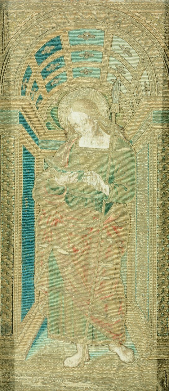 St John the Evangelist, av Pietro Perugino (ca. 1450-1523), broderi i silke, gull og sølv av Pietro Perugino