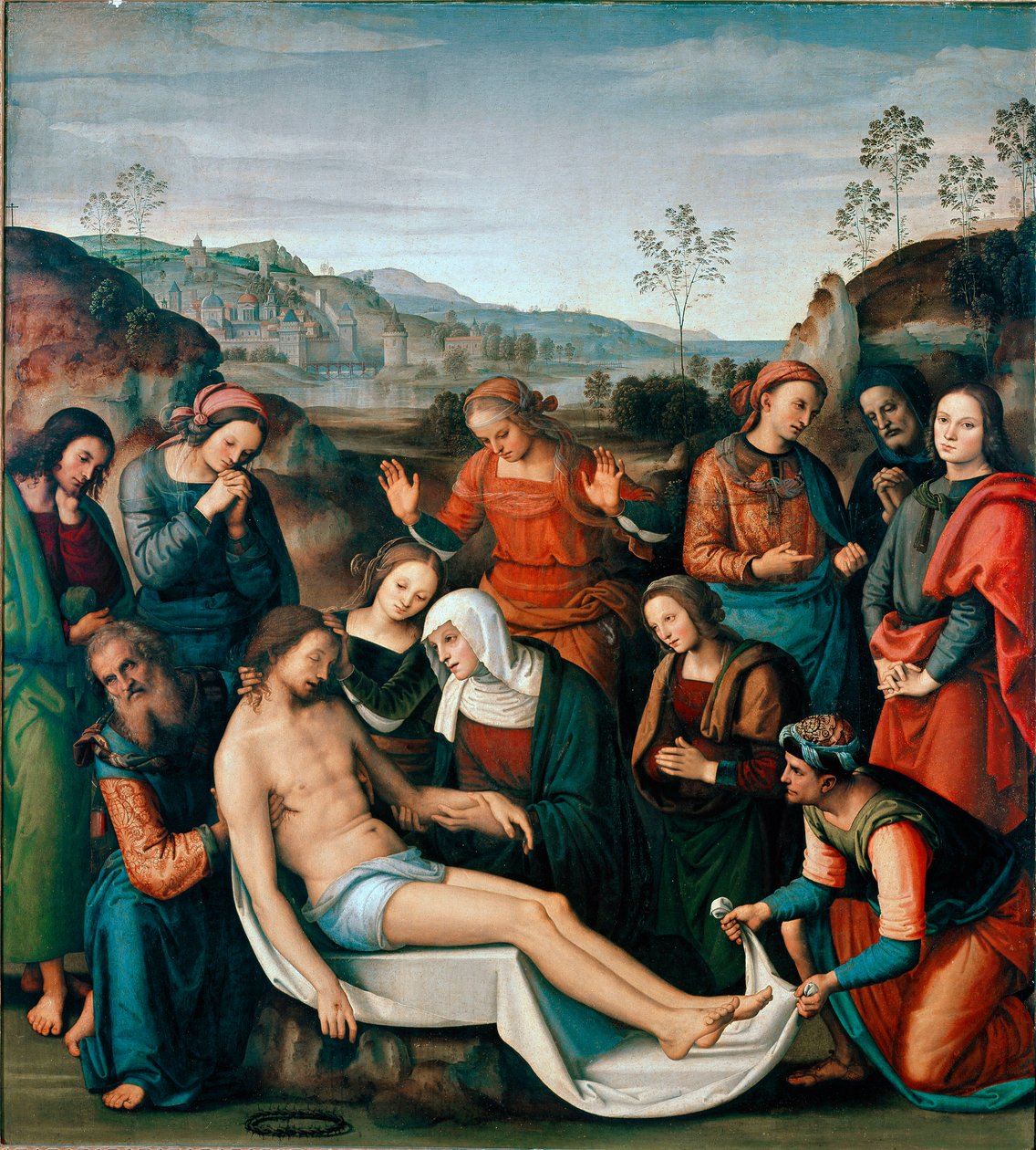 Avsetningen eller klagen over Kristi død Maleriet av Pietro Vannucci dit il Perugino av Pietro Perugino