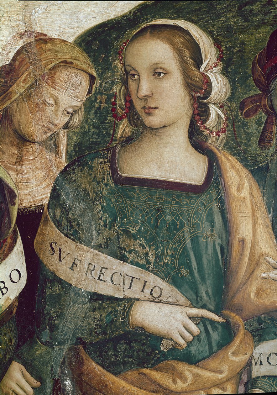 Den persiske sibyllen. Detalj av Den evige far omgir profeter og sibyller (fresco av Pietro Perugino