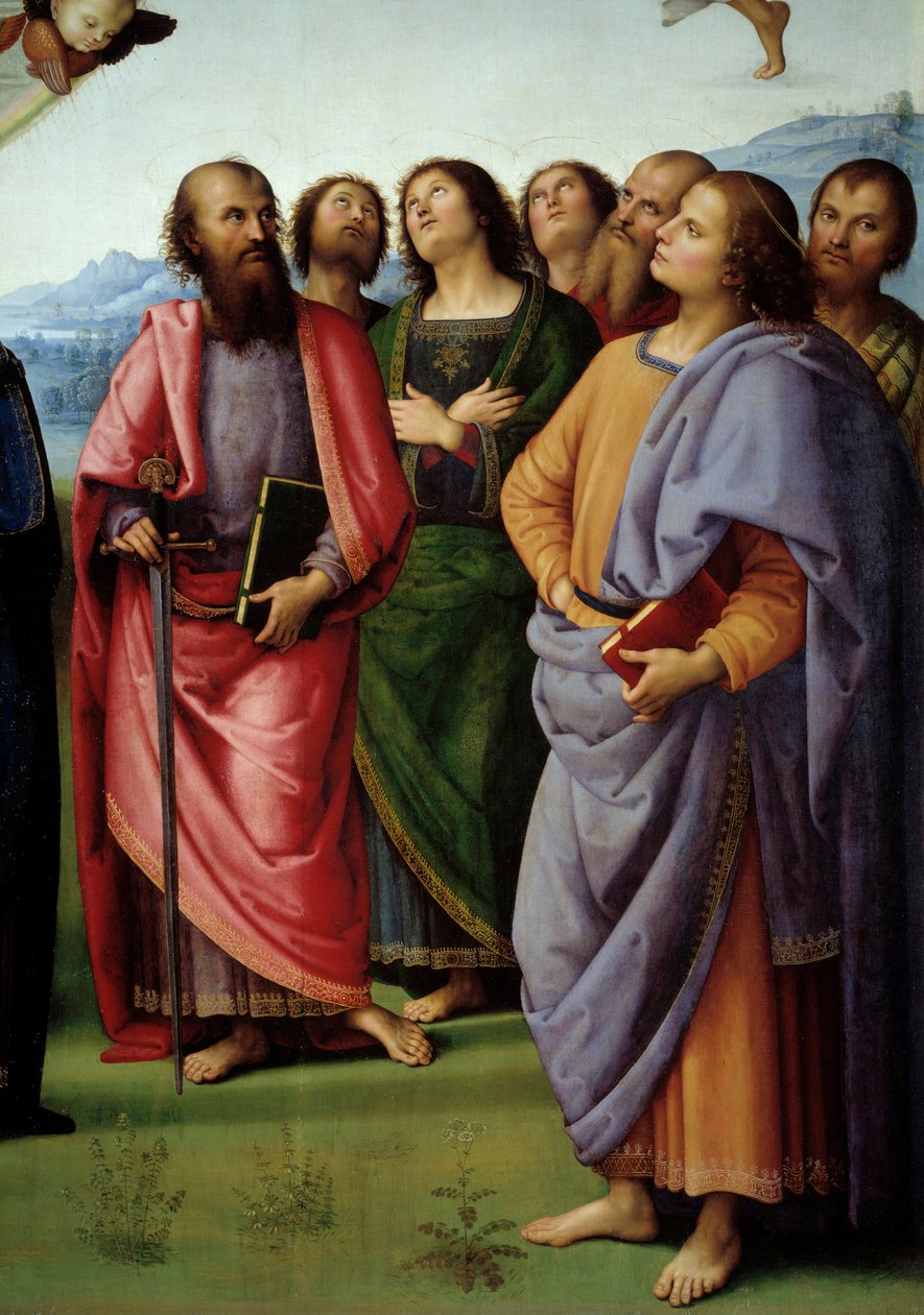Kristi himmelfart Detalj som representerer apoterne. Maleri av Pietro Vannucci dit il Perugino (Le Perugin av Pietro Perugino