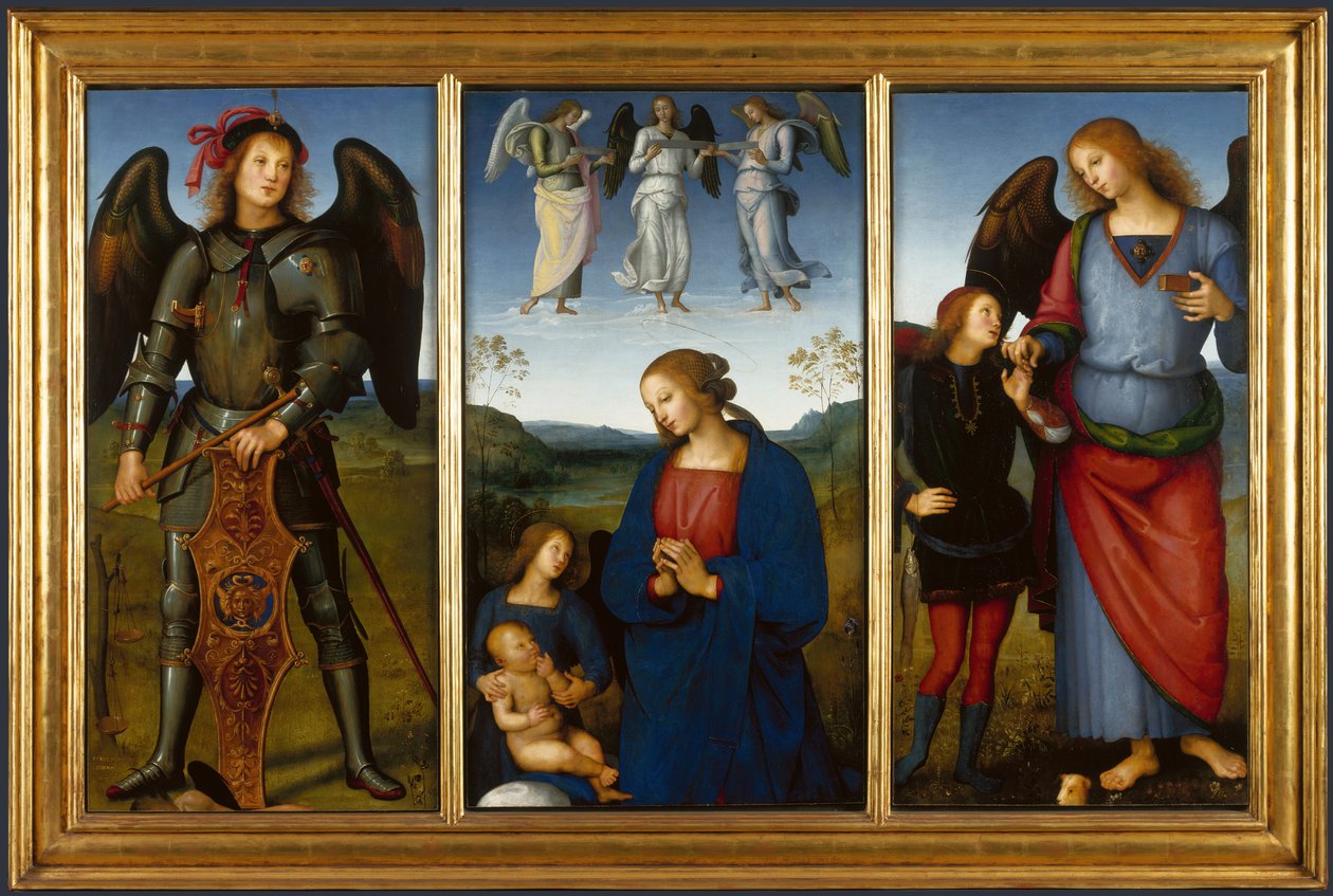 Tre paneler fra en altertavle, Certosa, ca. 1500 av Pietro Perugino
