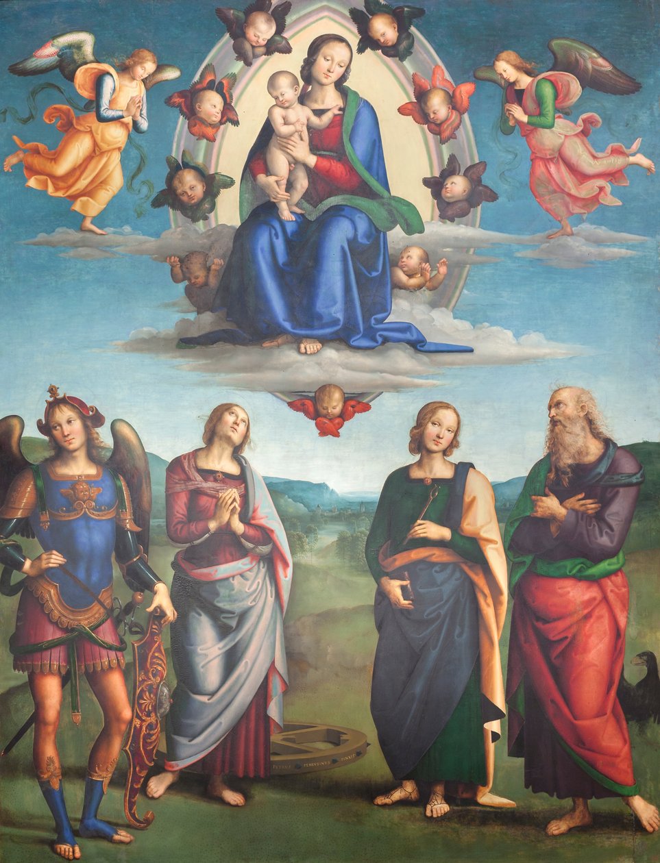Jomfru med barn i herlighet med helgener av Pietro Perugino
