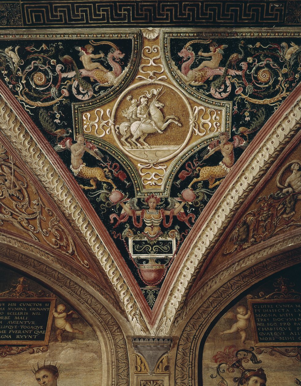 Warriors On Horseback takinnredning. Maleri av Perugino (Pietro Vannucci kalt il av Pietro Perugino
