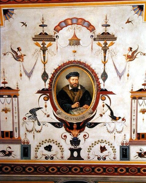 Portrett av Giuntalodi, detalj fra taket på Sala del Sindaco av Pietro Pezzati