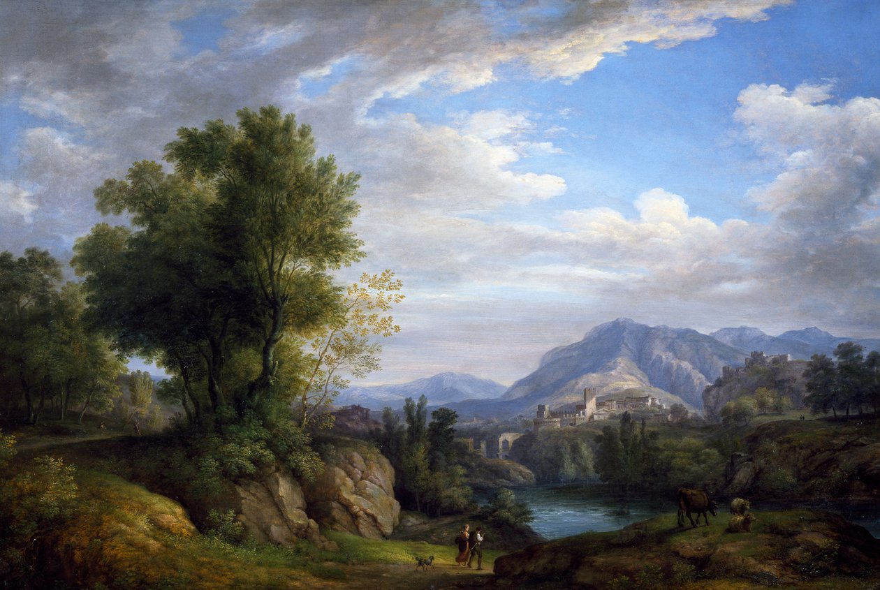 Landskap, av Pietro Ronzoni (1781-1861), olje på lerret av Pietro Ronzoni