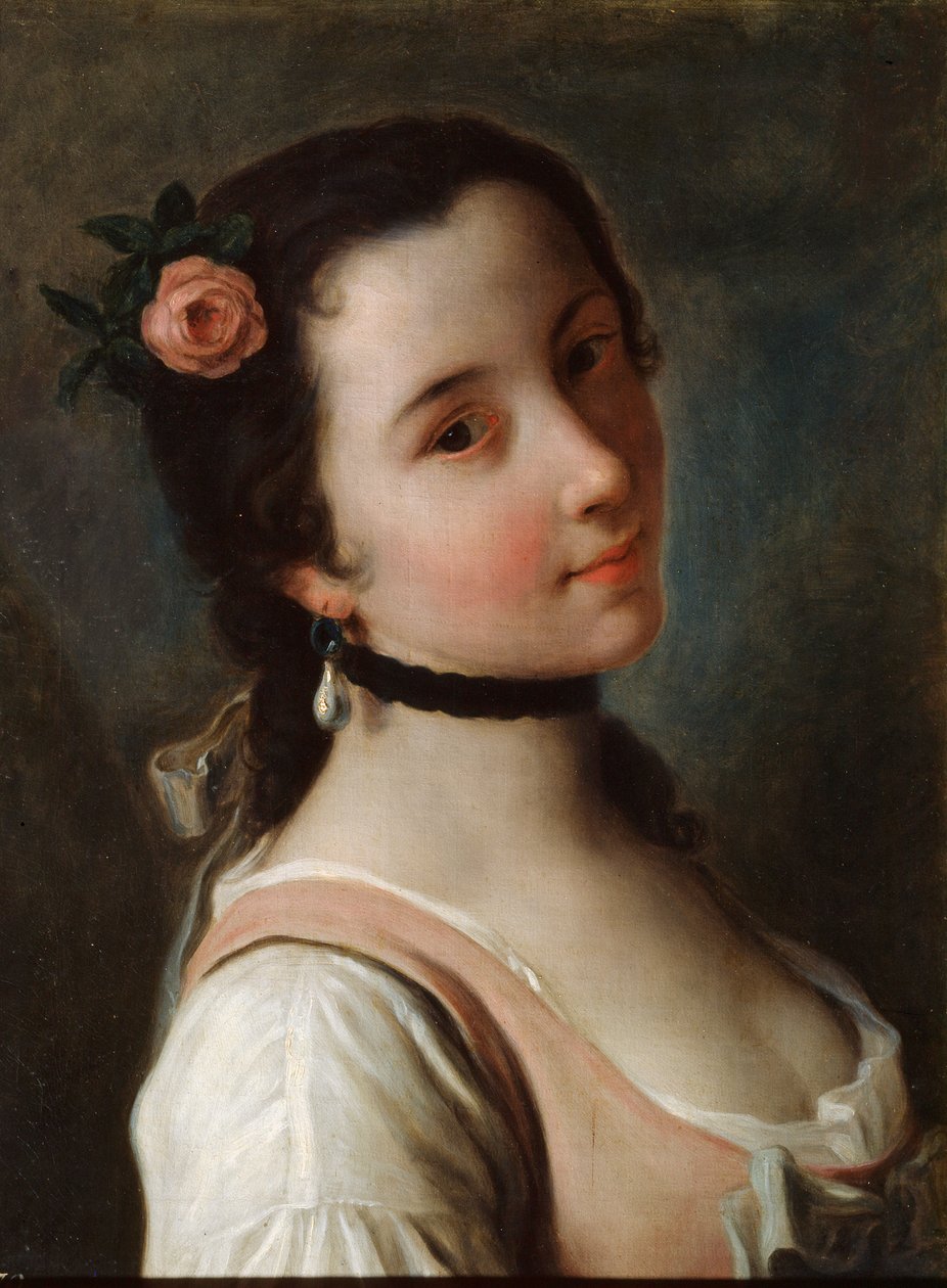 'A Girl with a Rose', midten av 1700-tallet av Pietro Antonio Rotari