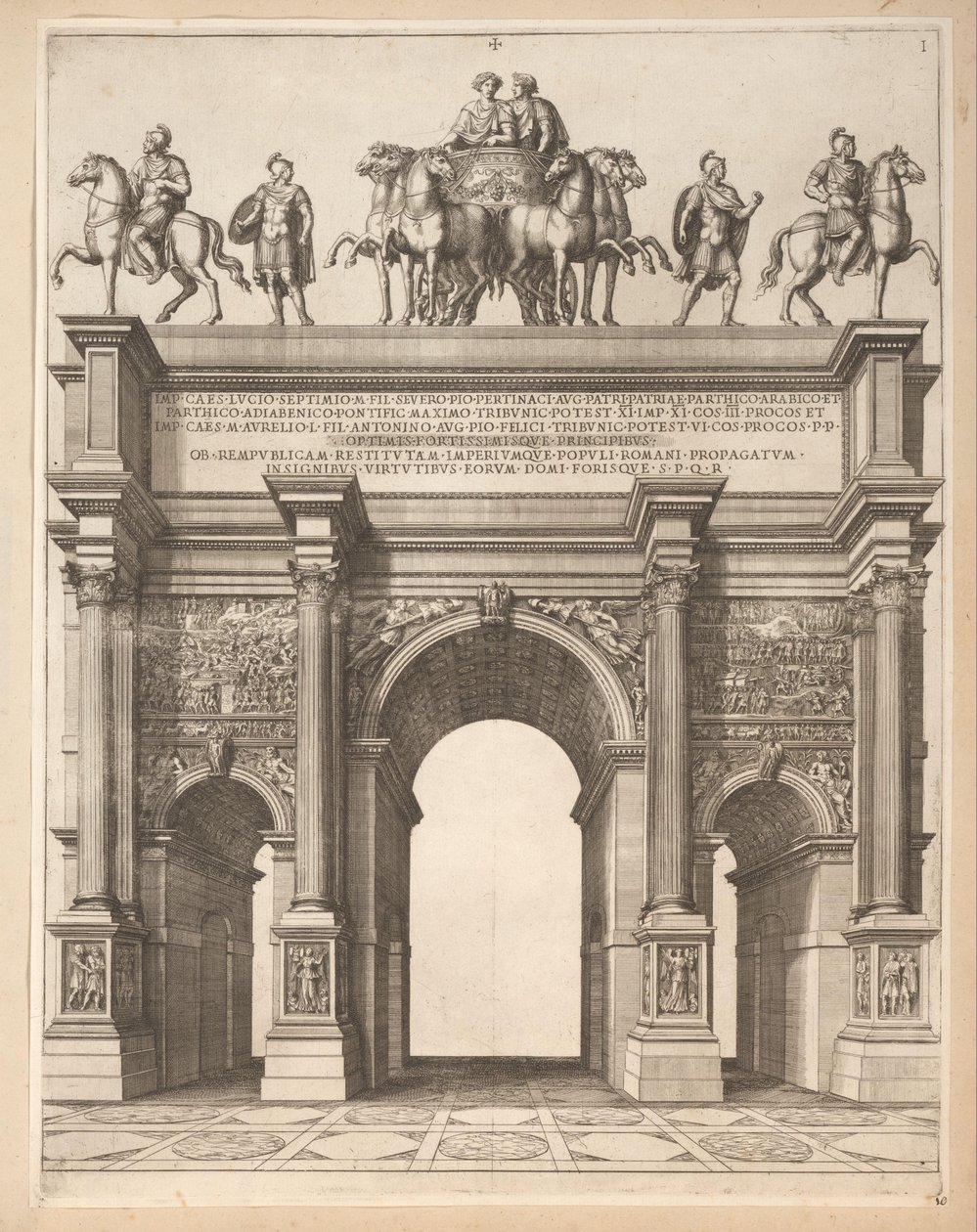 Boog van Septimius Severus i Roma av Pietro Sante Bartoli