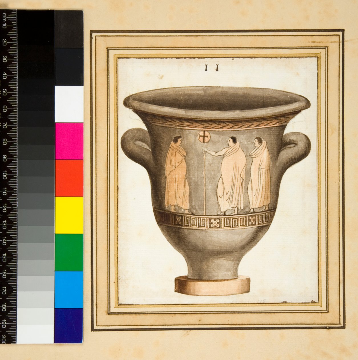 En vase med rød figur (svart kritt, noen med penn og brunt blekk. farget med akvarell) av Pietro Santi Bartoli