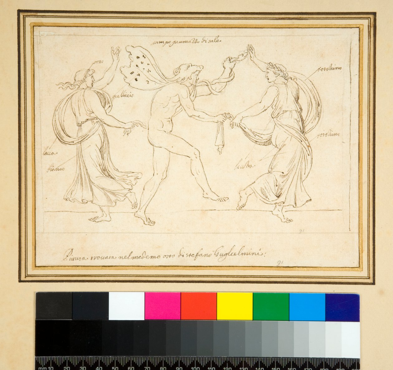 En satyr og to kvinner som danser (blyant) av Pietro Santi Bartoli