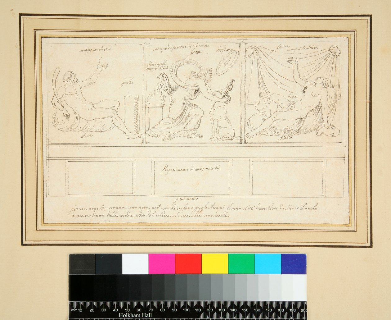 En vegg med tre panelspenn) av Pietro Santi Bartoli