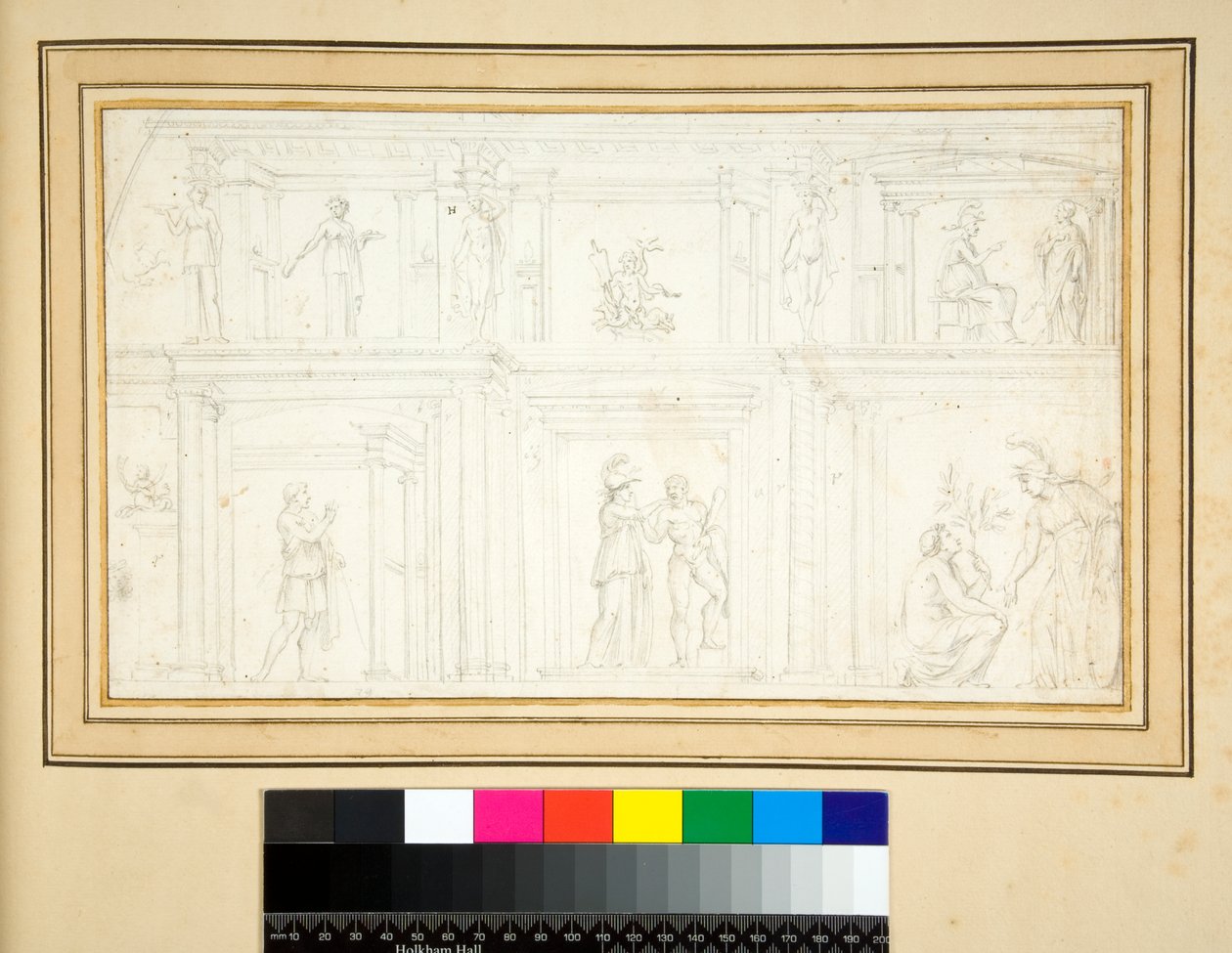 Fragment av et veggmaleri (blyant) av Pietro Santi Bartoli