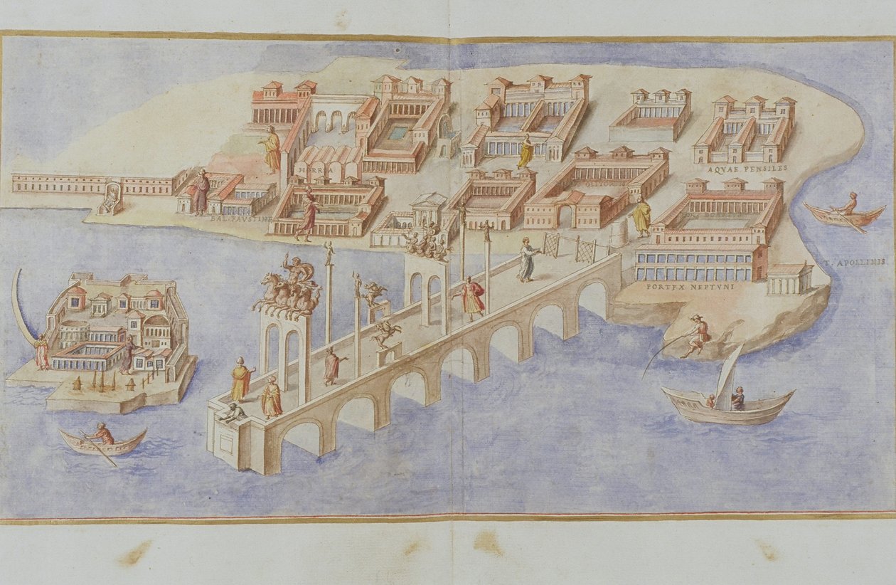MS Gen 1496 Harbour Scene, 1674 av Pietro Santi Bartoli