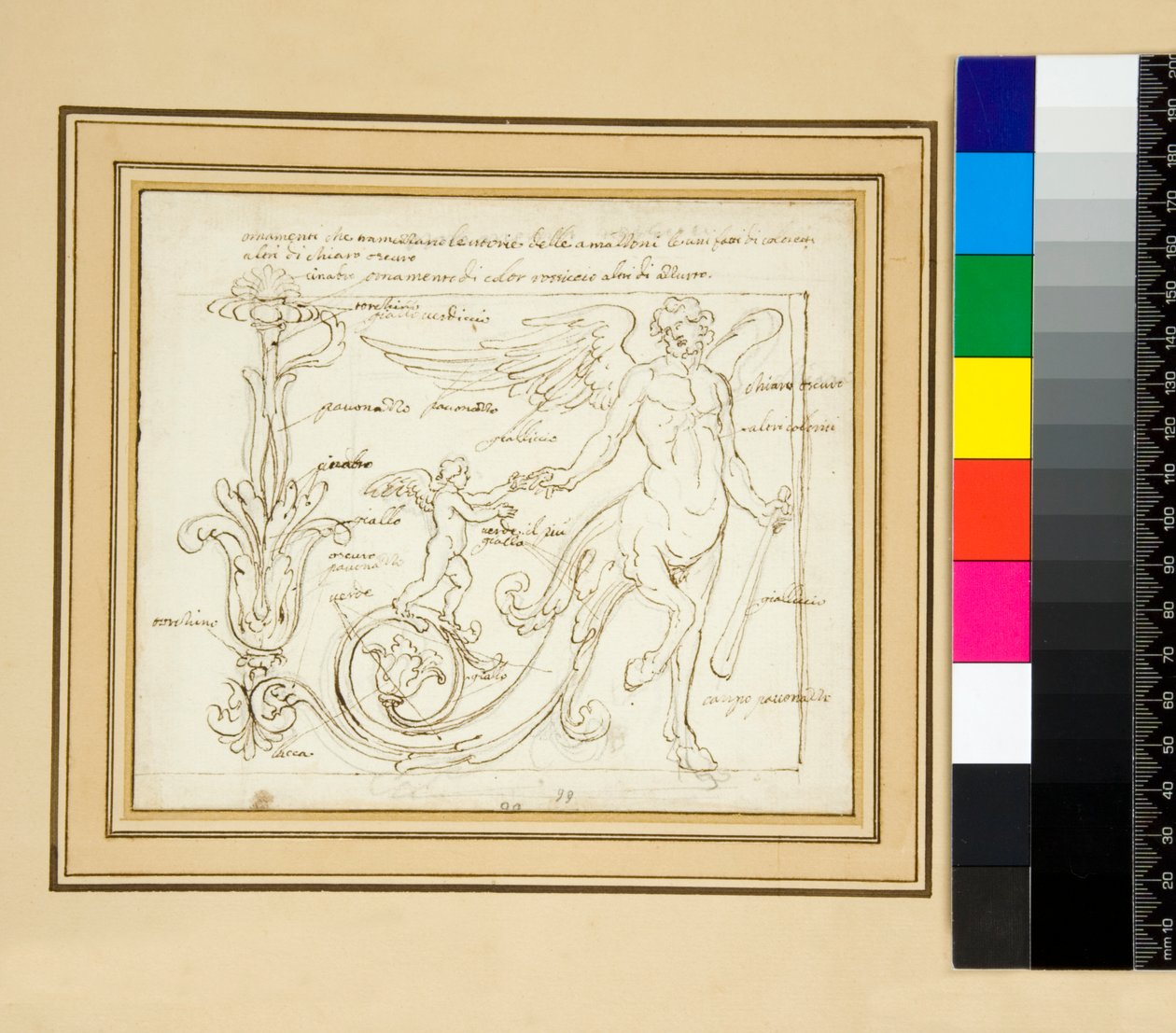 Ornamenter som deler Amazonas seire, en laget av farger, andre av det klare mørke Europa) av Pietro Santi Bartoli