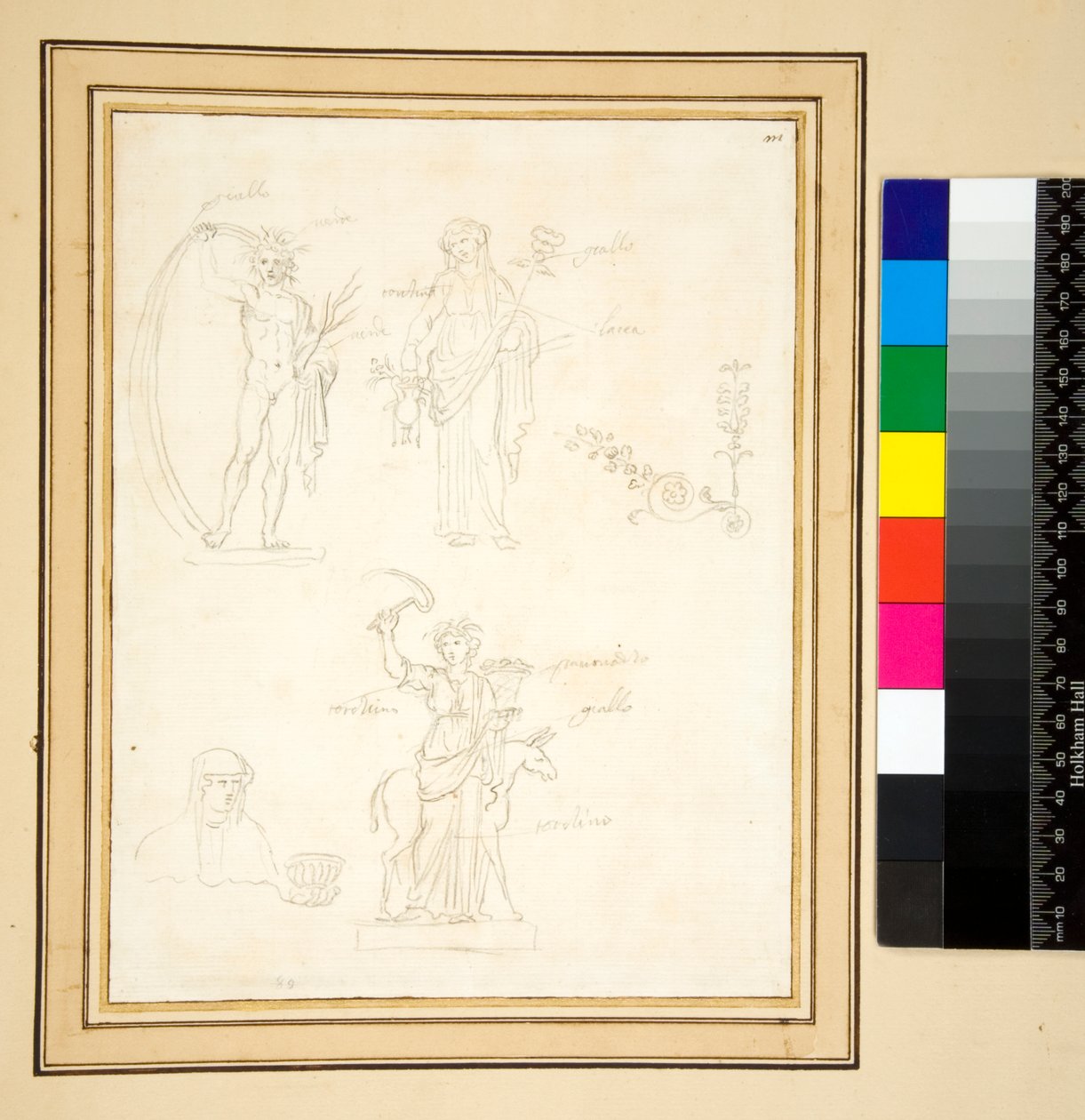 Skisse av tre figurer (blyant) av Pietro Santi Bartoli