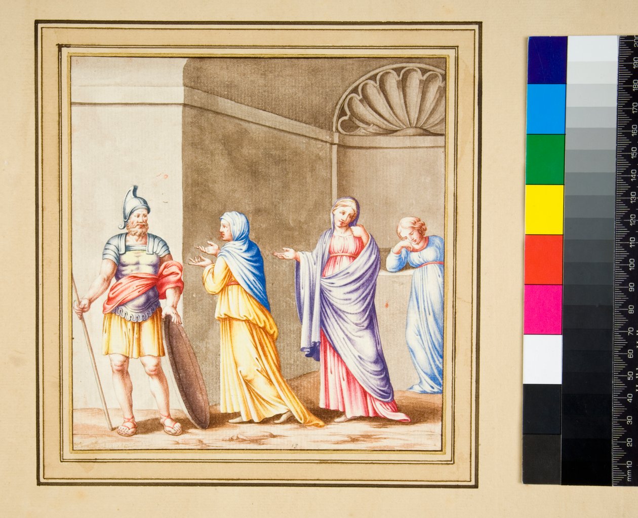 Den såkalte Coriolanus (svart kritt, noen med penn og brunt blekk. farget med akvarell) av Pietro Santi Bartoli