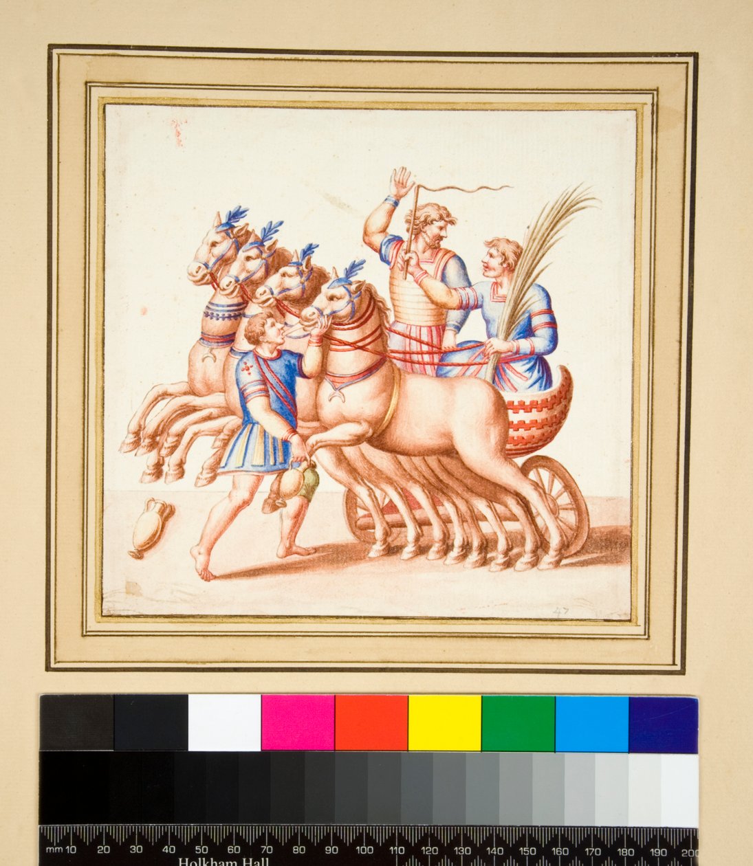 To vognkjørere (svart kritt, noen med penn og brunt blekk. farget med akvarell) av Pietro Santi Bartoli