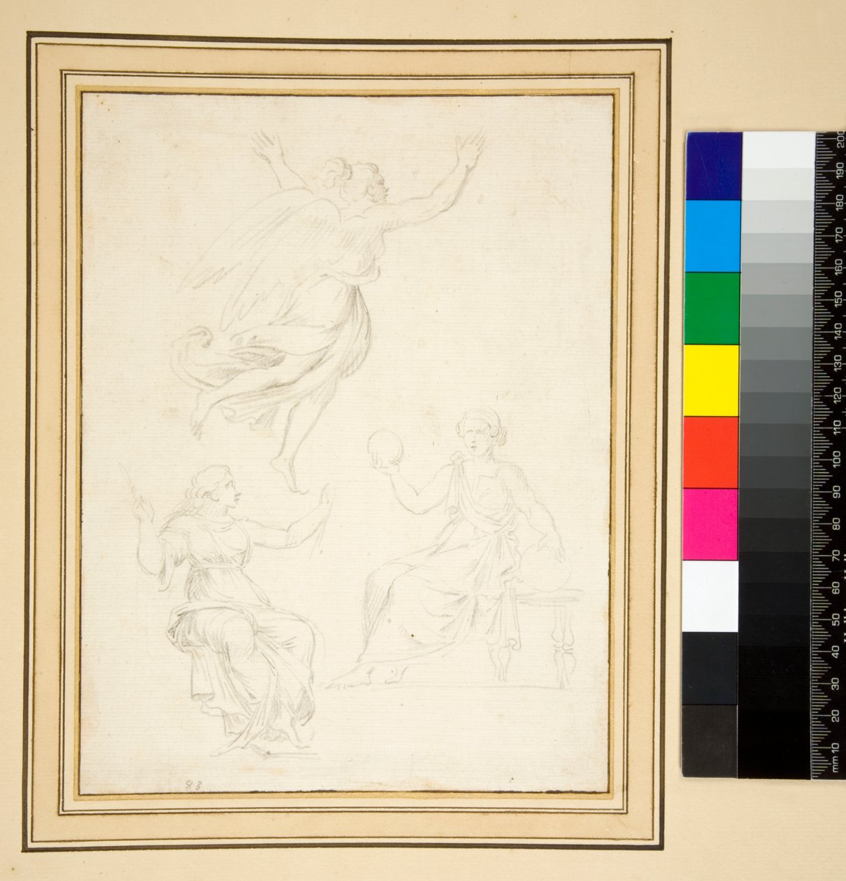 To draperte kvinnefigurer sittende (blyant) av Pietro Santi Bartoli