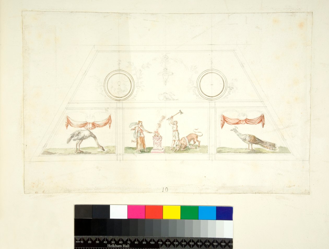 Vaulting av Villa Madama (svart kritt, noen med penn og brunt blekk. farget med akvarell) av Pietro Santi Bartoli