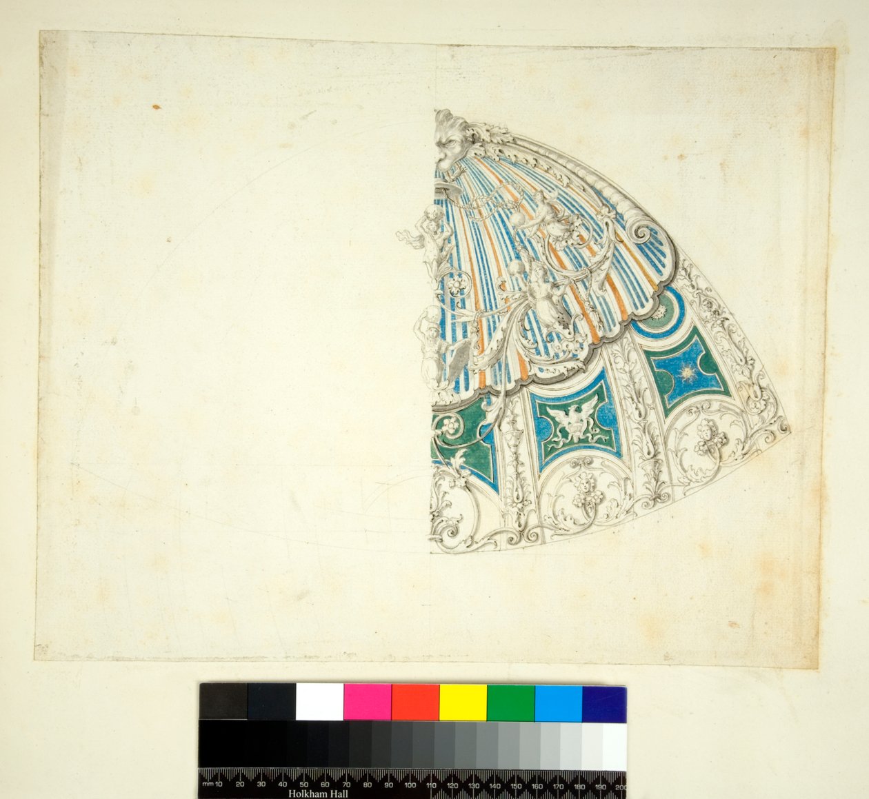 Vaulting av Villa Madama (svart kritt, noen med penn og brunt blekk. farget med akvarell) av Pietro Santi Bartoli