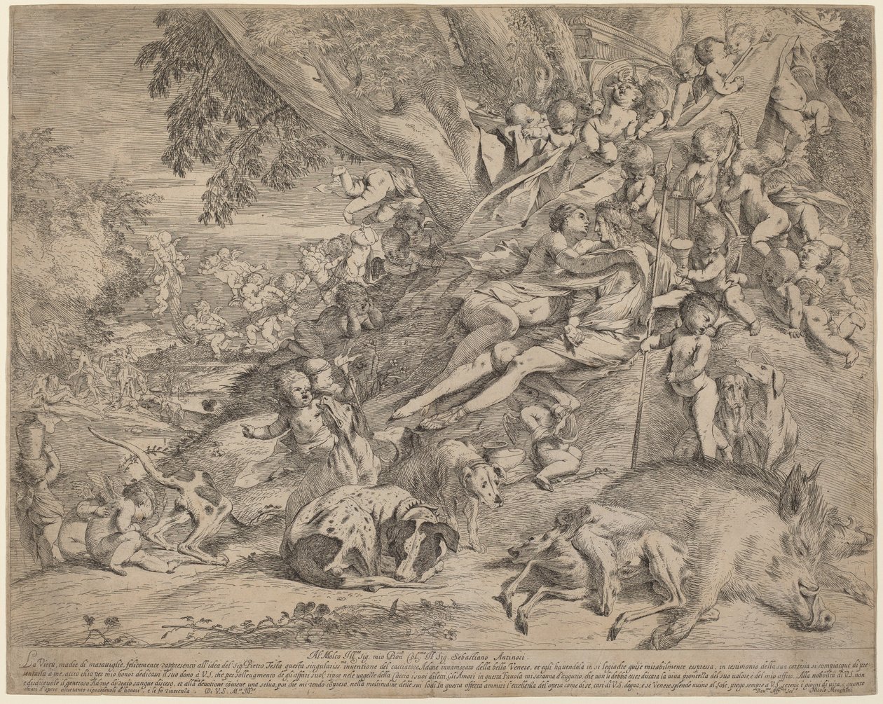 Venus og Adonis av Pietro Testa