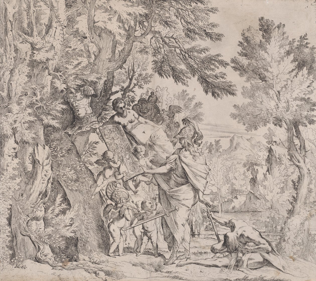 Venus gir våpen til Aeneas, ca. 1638-40. av Pietro Testa