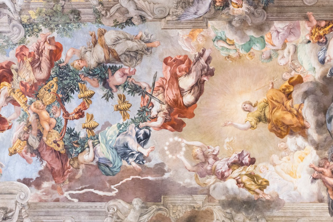 Det guddommelige forsyns triumf, detalj av Pietro da (1596 1669) Cortona