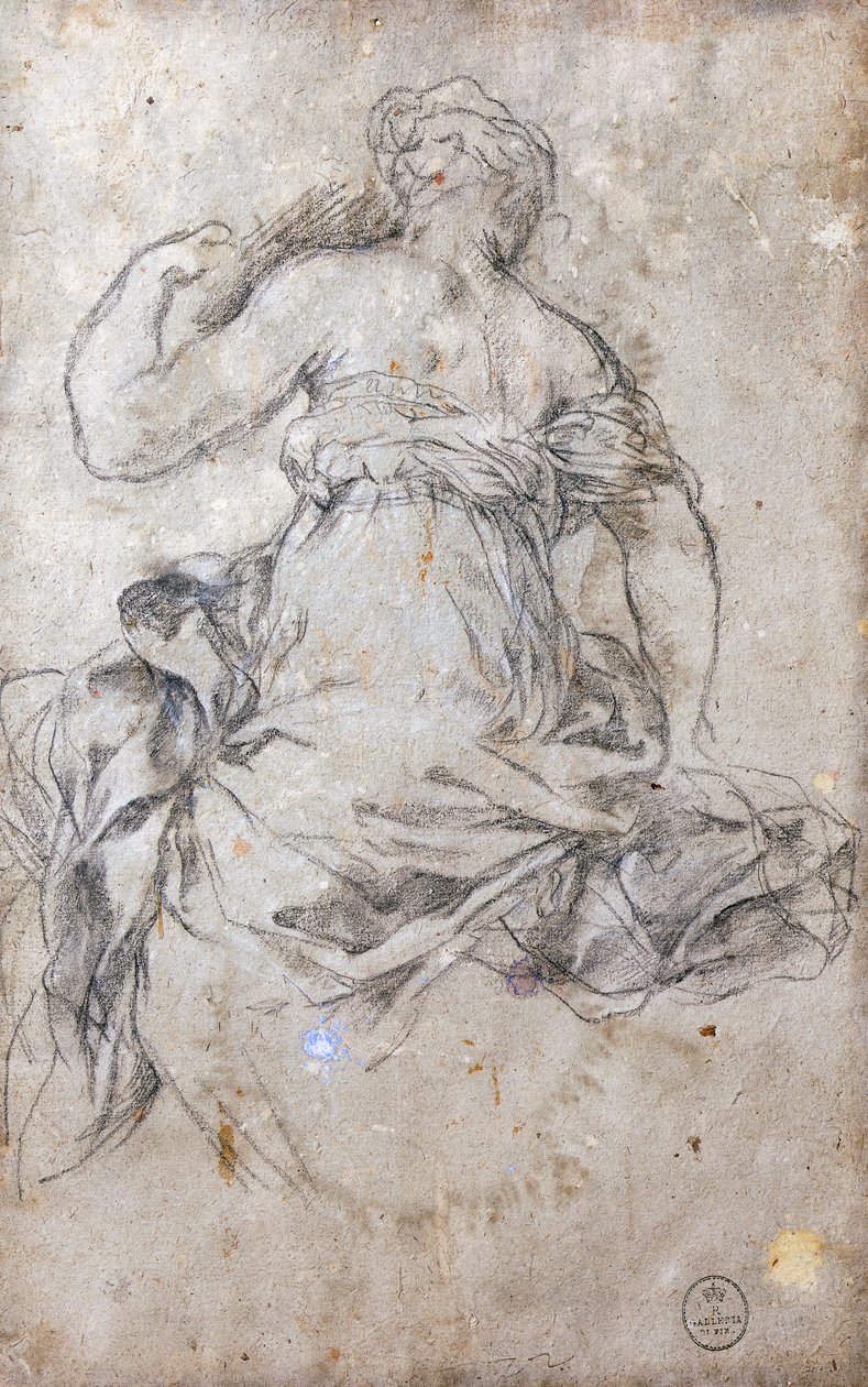 Kvinnefigur, Freskomaleri for sølvtiden Study for Age of Silver av Pietro da Cortona