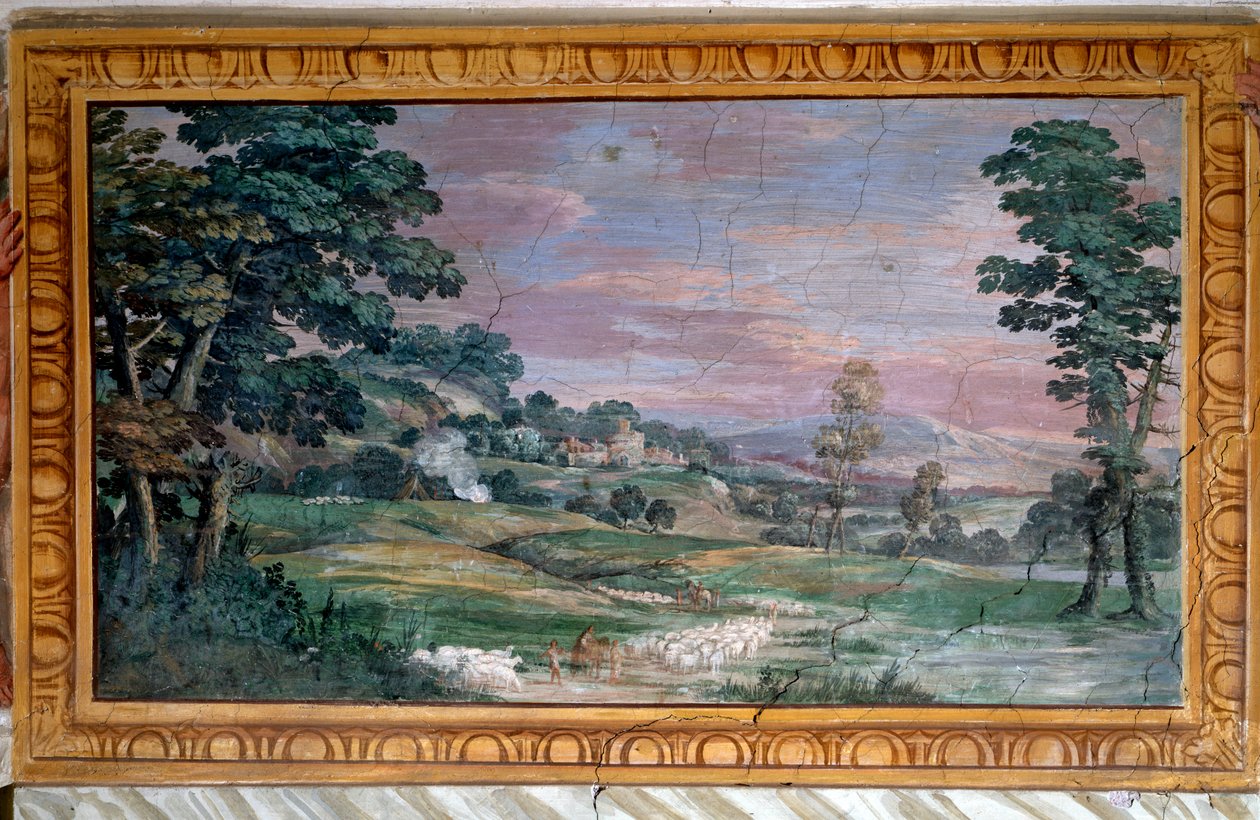 Landskap - olje på lerret av Pietro da Cortona