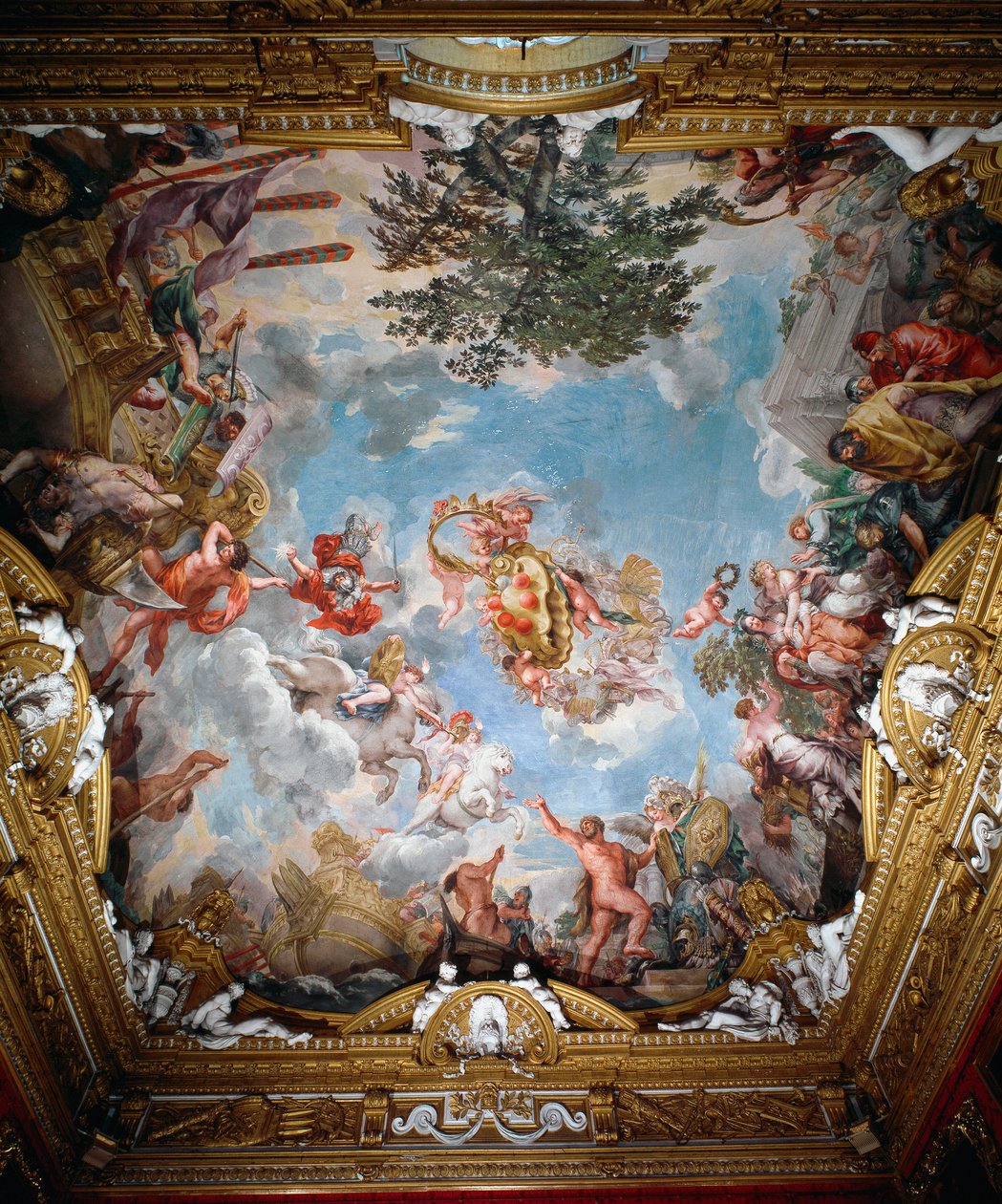 Mars etter krigen, hvelvet til Hall of Mars av Pietro da Cortona